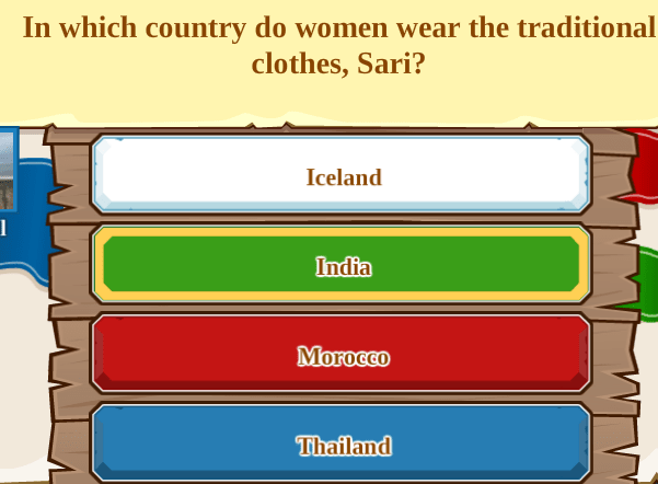 In which country do women wear the traditional clothes, Sari?
