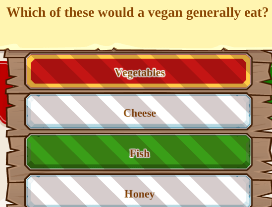 Which of these would a vegan generally eat?