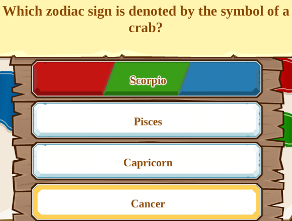 Which zodiac sign is denoted by the symbol of a crab?