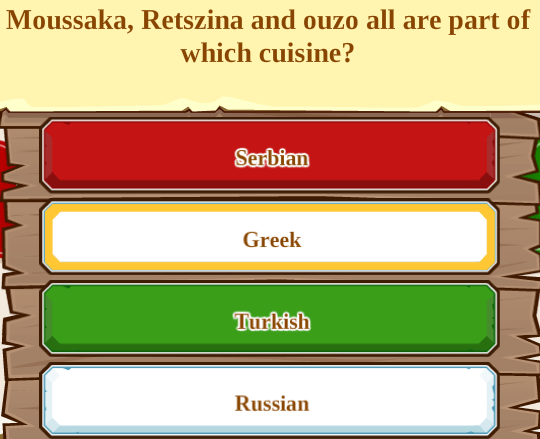 Moussaka, Retszina and ouzo all are part of which cuisine?