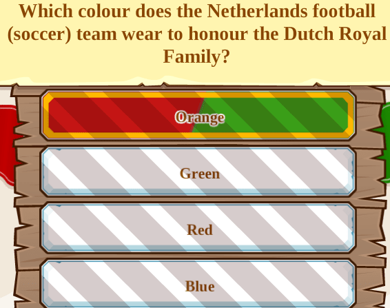 Which colour does the Netherlands football (soccer) team wear to honour the Dutch Royal Family?