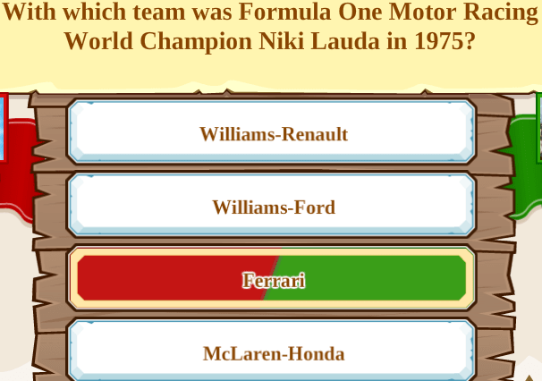 With which team was Formula One Motor Racing World Champion Niki Lauda in 1975?