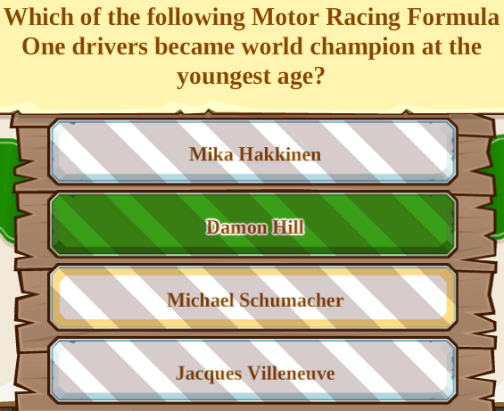 Which of the following Motor Racing Formula One drivers became world champion at the youngest age?
