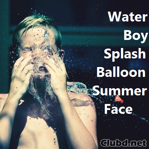 The boy splashes his face with a splash of water 94% picture